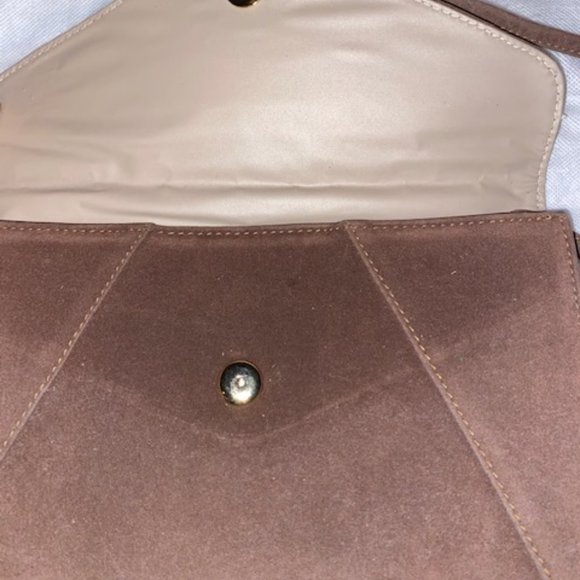 Brown Suede Purse with gold design - Picture 6 of 8